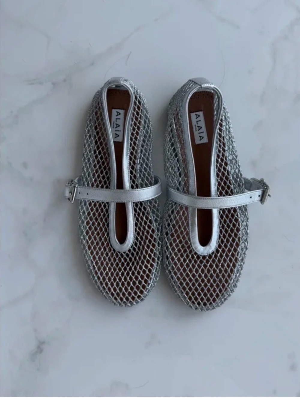 Alaia Silver Leather Ballet Flats EU39 - Picture 7 of 9